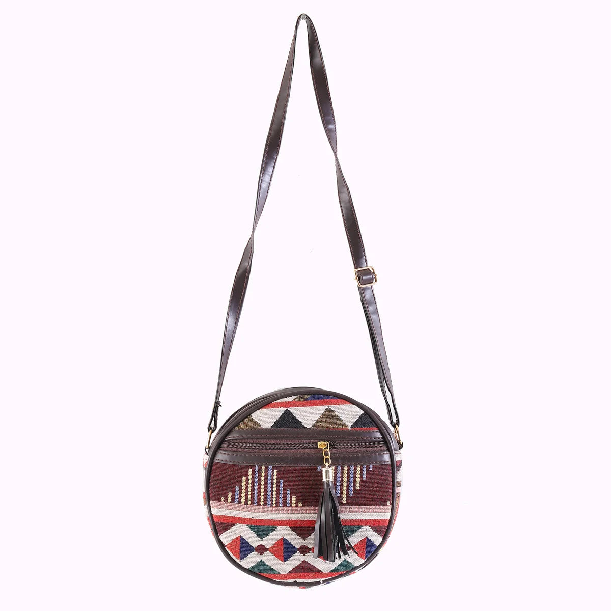 Flicker Jacquard Round Sling Bag - Red