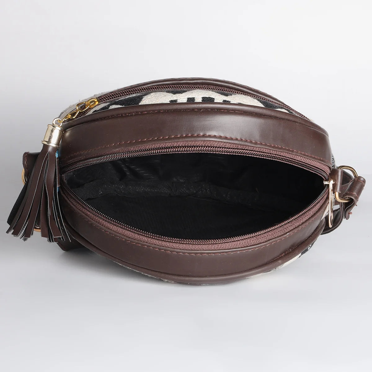 Flicker Jacquard Round Sling Bag - Geometric