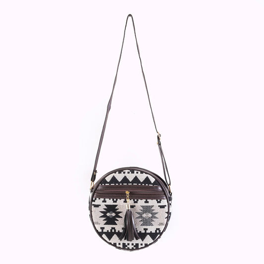Flicker Jacquard Round Sling Bag - Geometric