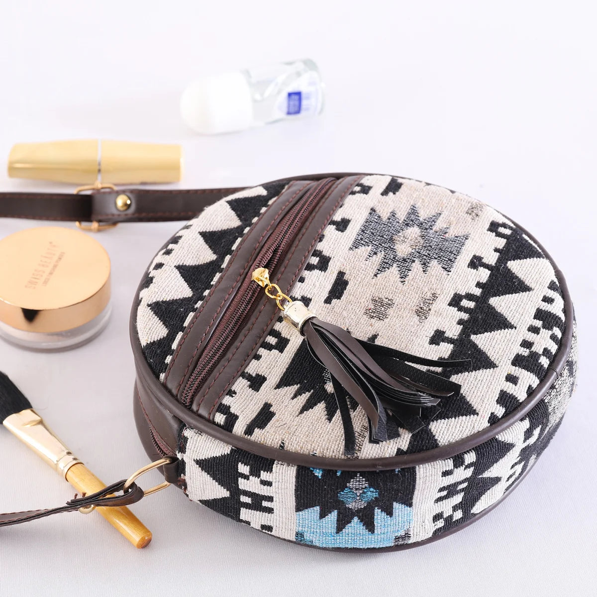 Flicker Jacquard Round Sling Bag - Geometric