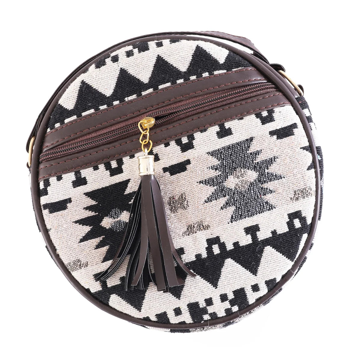 Flicker Jacquard Round Sling Bag - Geometric