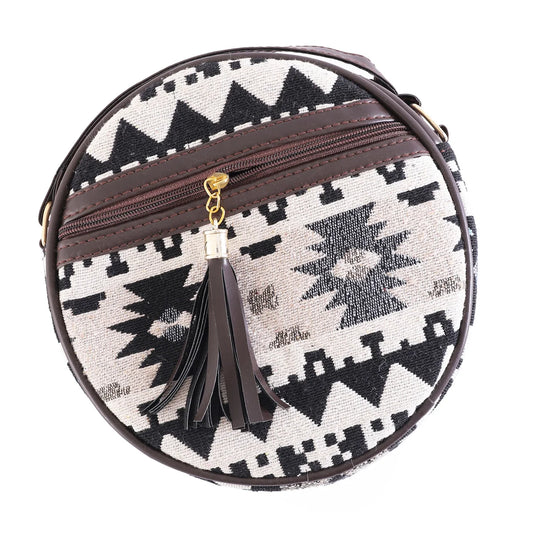 Flicker Jacquard Round Sling Bag - Geometric