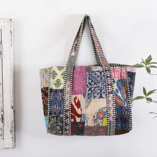 The Bazaar Patchwork Carryall Tote - Mixed Berry