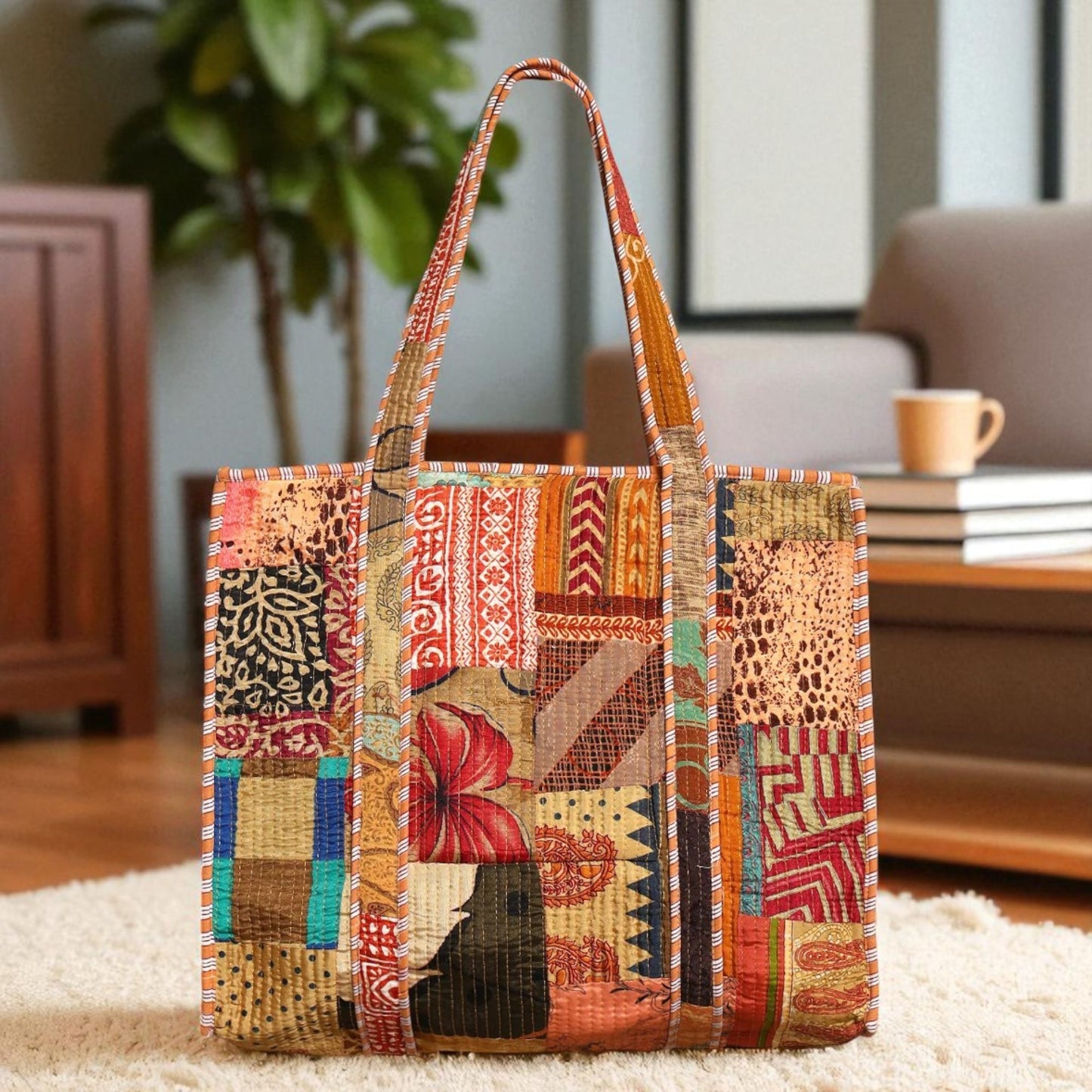 The Bazaar Patchwork Carryall Tote - Earth