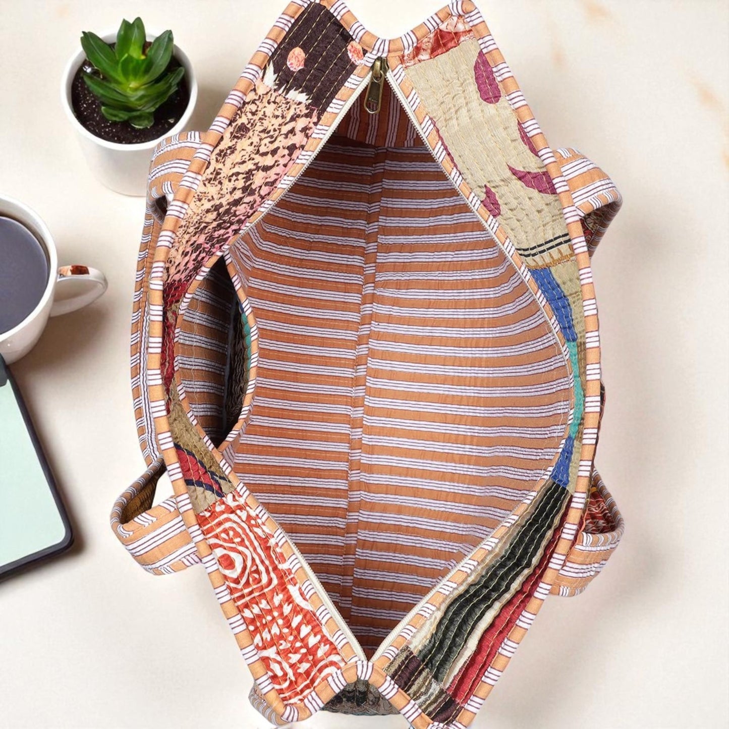 The Bazaar Patchwork Carryall Tote - Earth