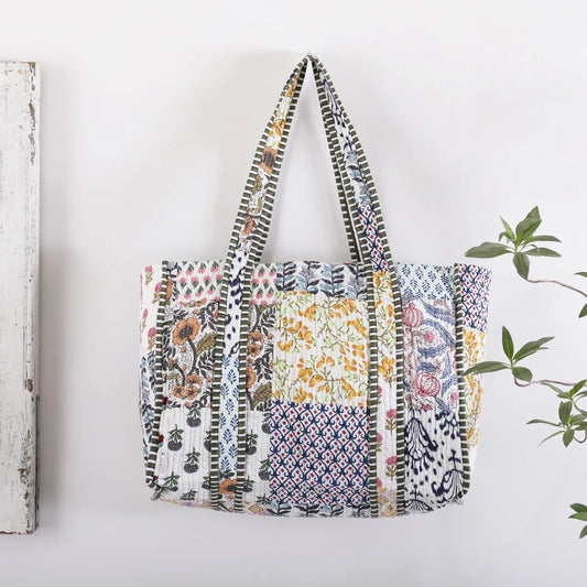 The Bazaar Patchwork Carryall Tote - White