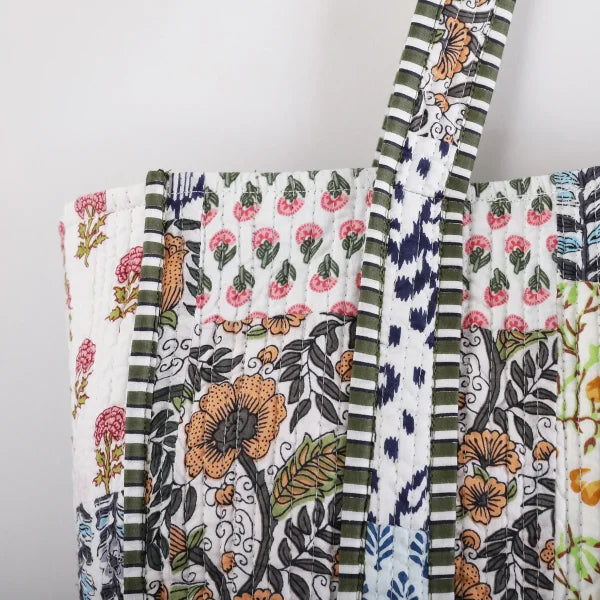 The Bazaar Patchwork Carryall Tote - White